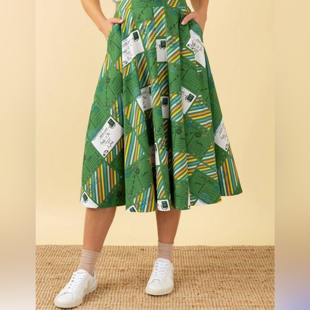 Emily and Fin Sandy midi skirt novelty print retro M U.S. 8